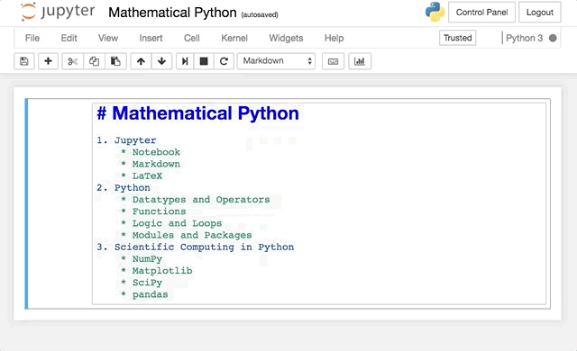 Markdown in Jupyter notebook